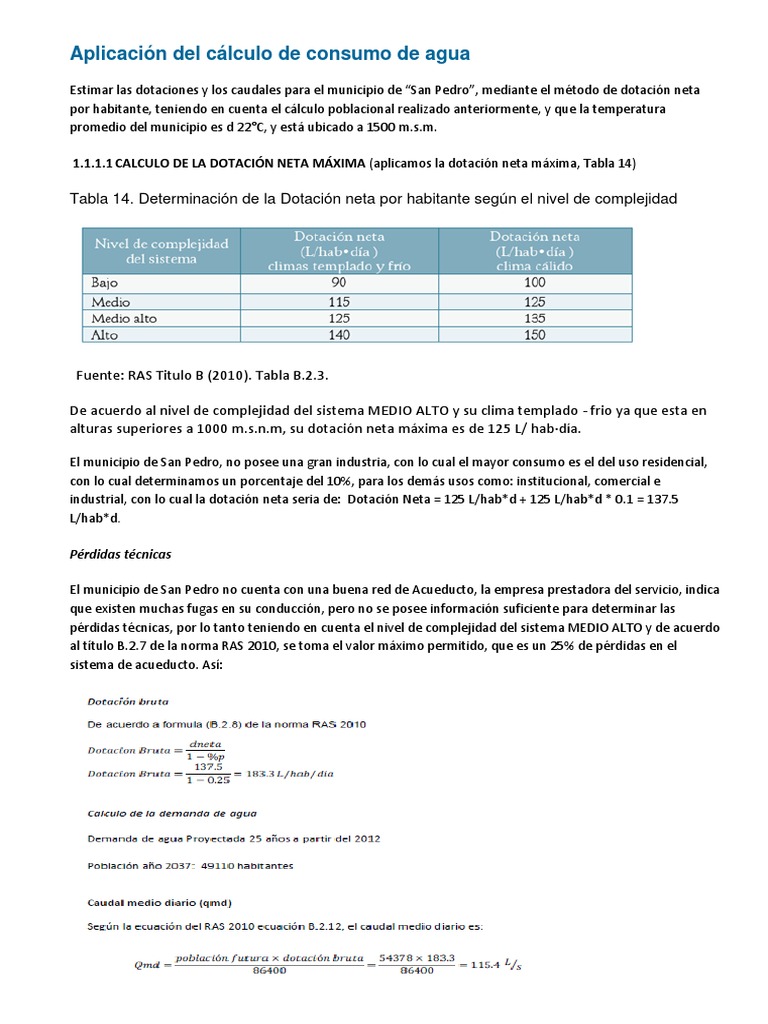 Aplicación Del Cálculo de Consumo de Agua | PDF | Agua | Naturaleza