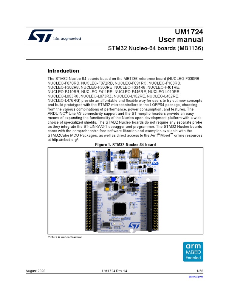 UM1724 User Manual: STM32 Nucleo-64 Boards (MB1136) | PDF | Usb | Booting