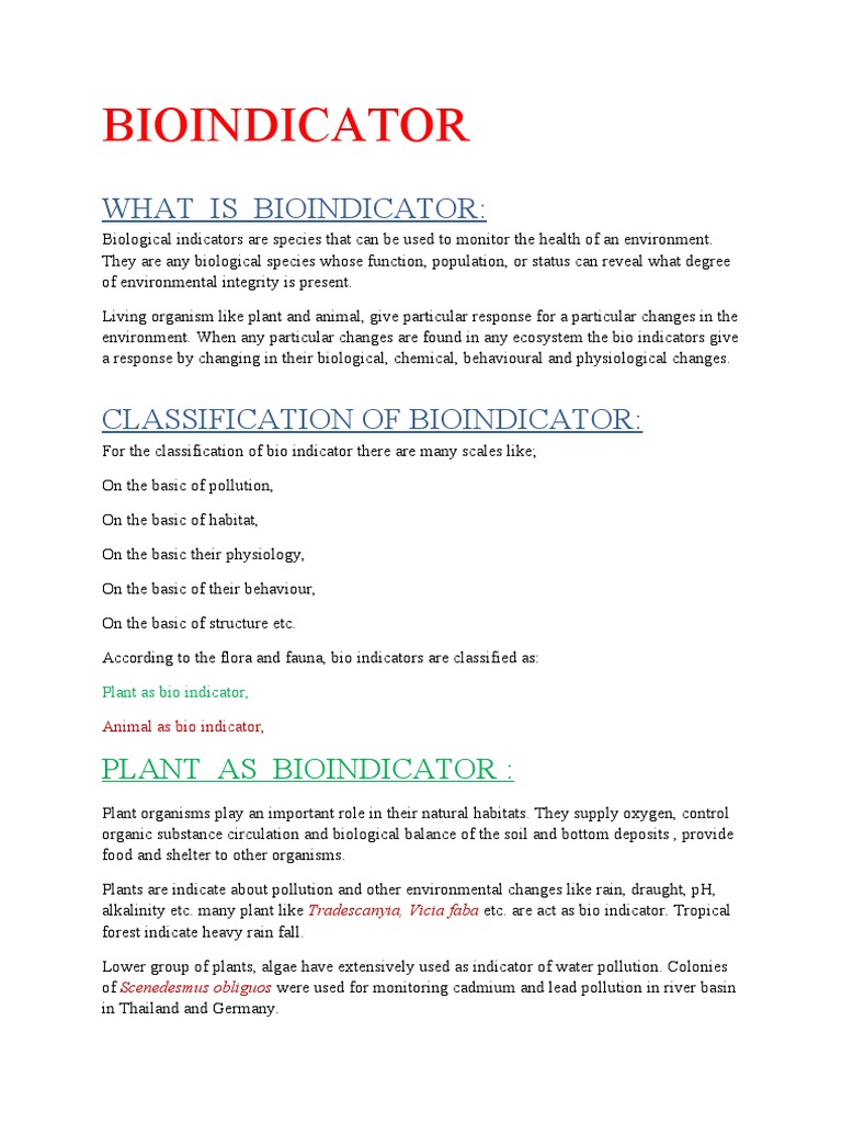 BIOINDICATOR | Download Free PDF | Water Pollution | Environmental Issues
