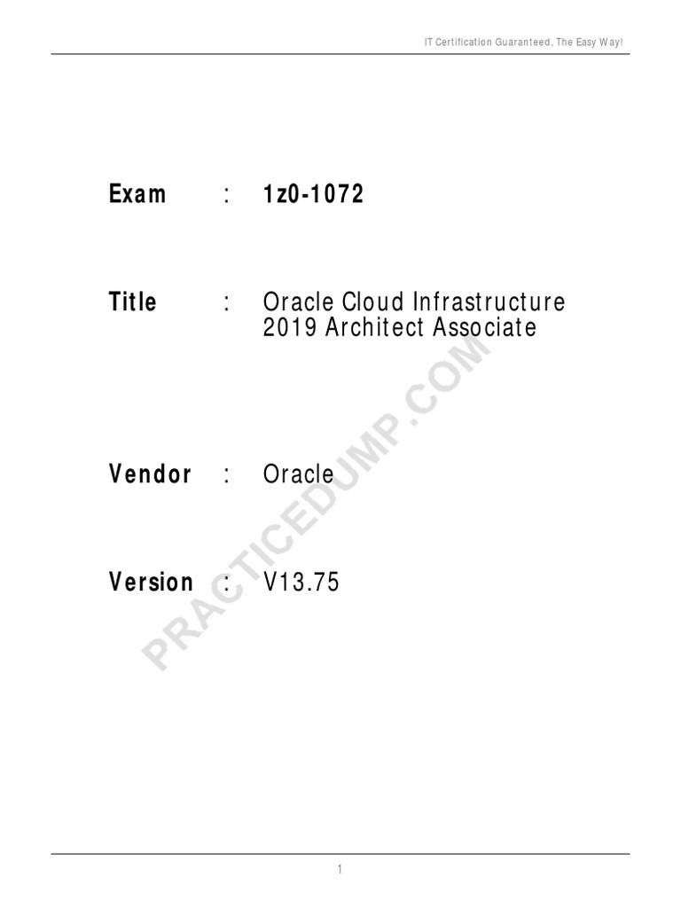 Oracle Cloud Infrastructure Exam Guide | PDF | Load Balancing ...