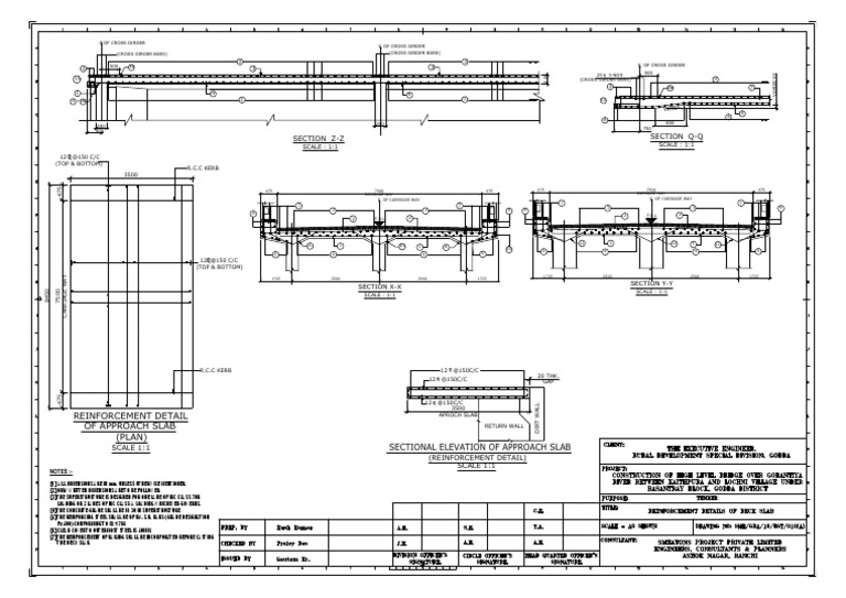 Section Q-Q Section Z-Z: of Approach Slab Reinforcement Detail (PLAN ...