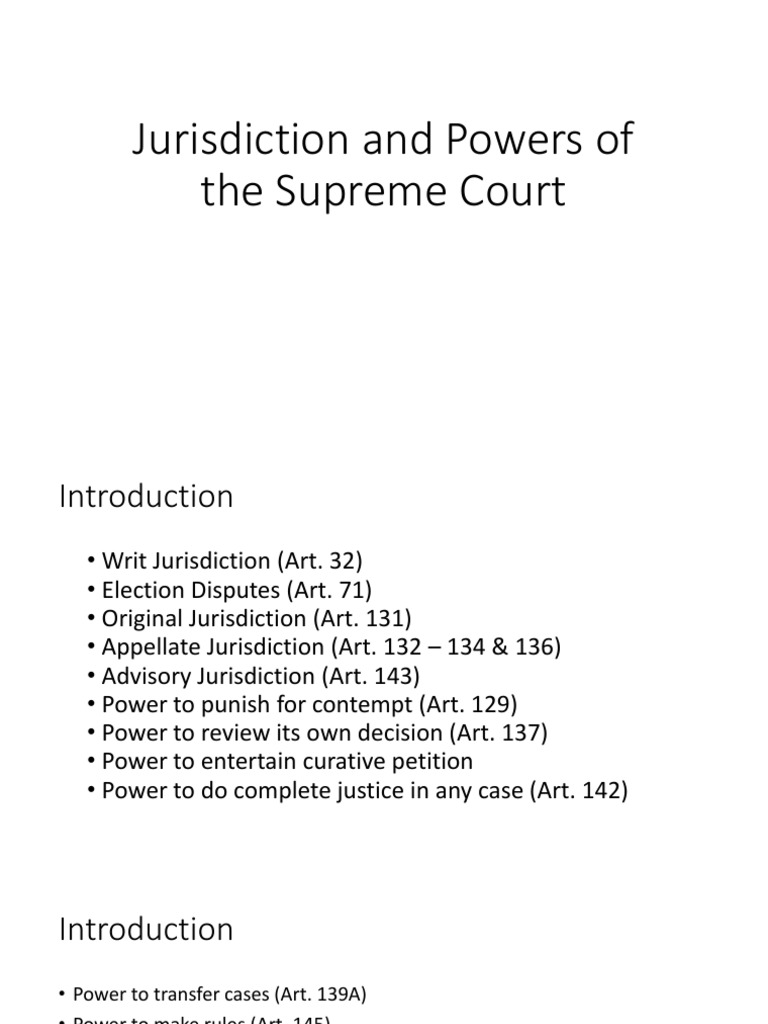 Jurisdiction and Powers of The Supreme Court | PDF | Supreme Courts ...