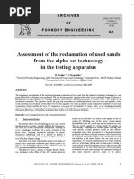 Assessment of The Reclamation of Used Sands From The Alpha-Set Technology in The Testing Apparatus