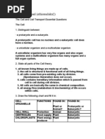 The Cell and Cell Transport Essential Questions