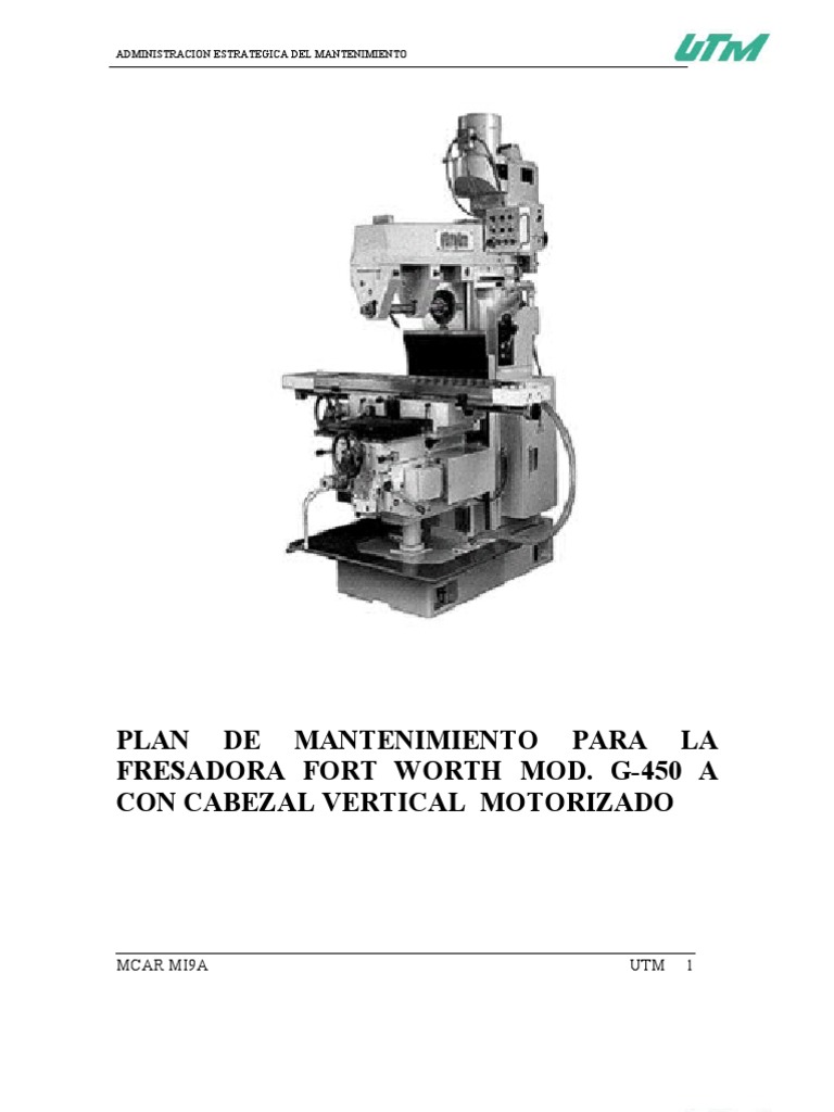 Plan de Mantenimiento de Una Fresadora