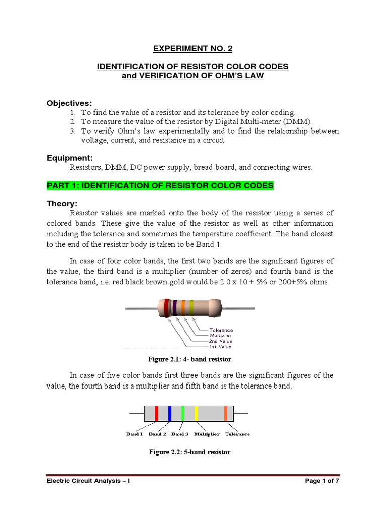 Resistor Color Code Identification Guide | PDF | Resistor | Electrical ...