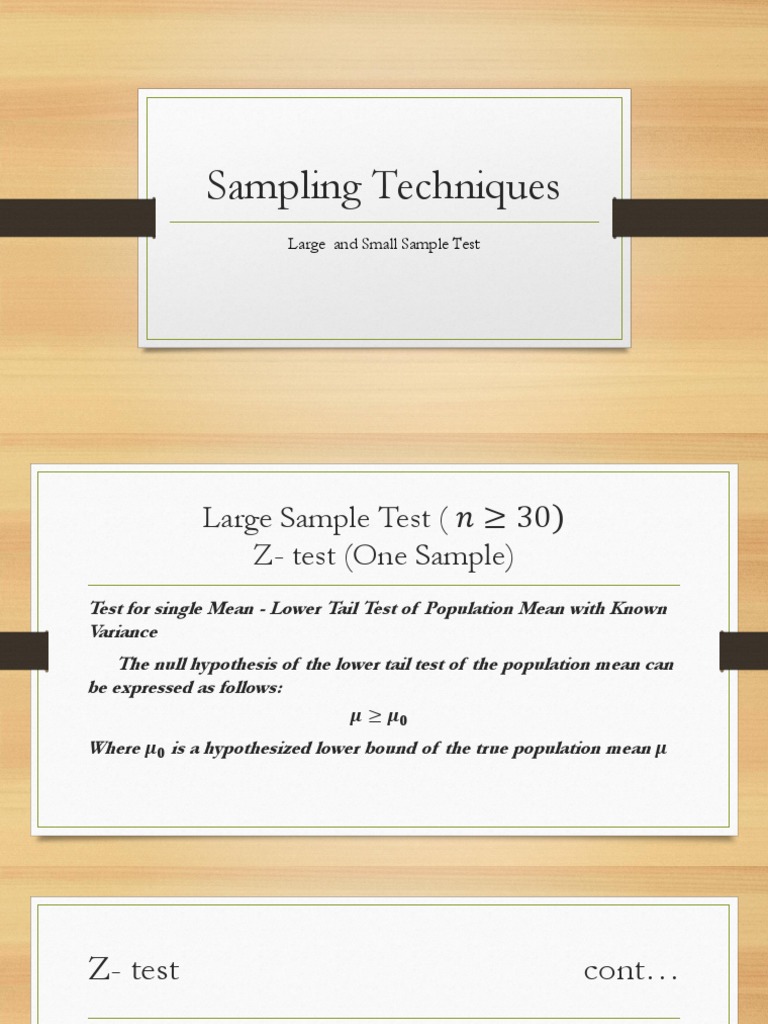 Sampling Techniques: Large and Small Sample Test | PDF | P Value ...