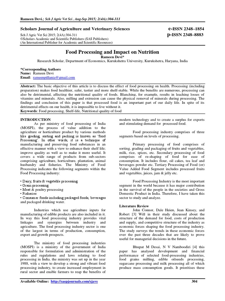 1-Food Processing and Impact On Nutrition PDF | PDF | Starch | Food ...