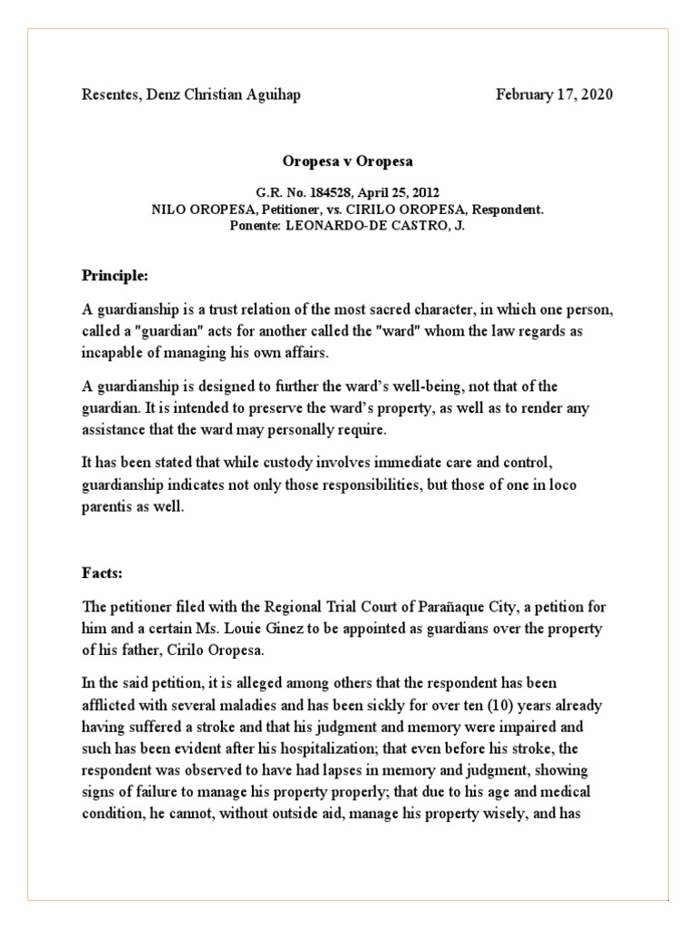 The Court Rules That Clear and Definite Evidence is Needed to Declare