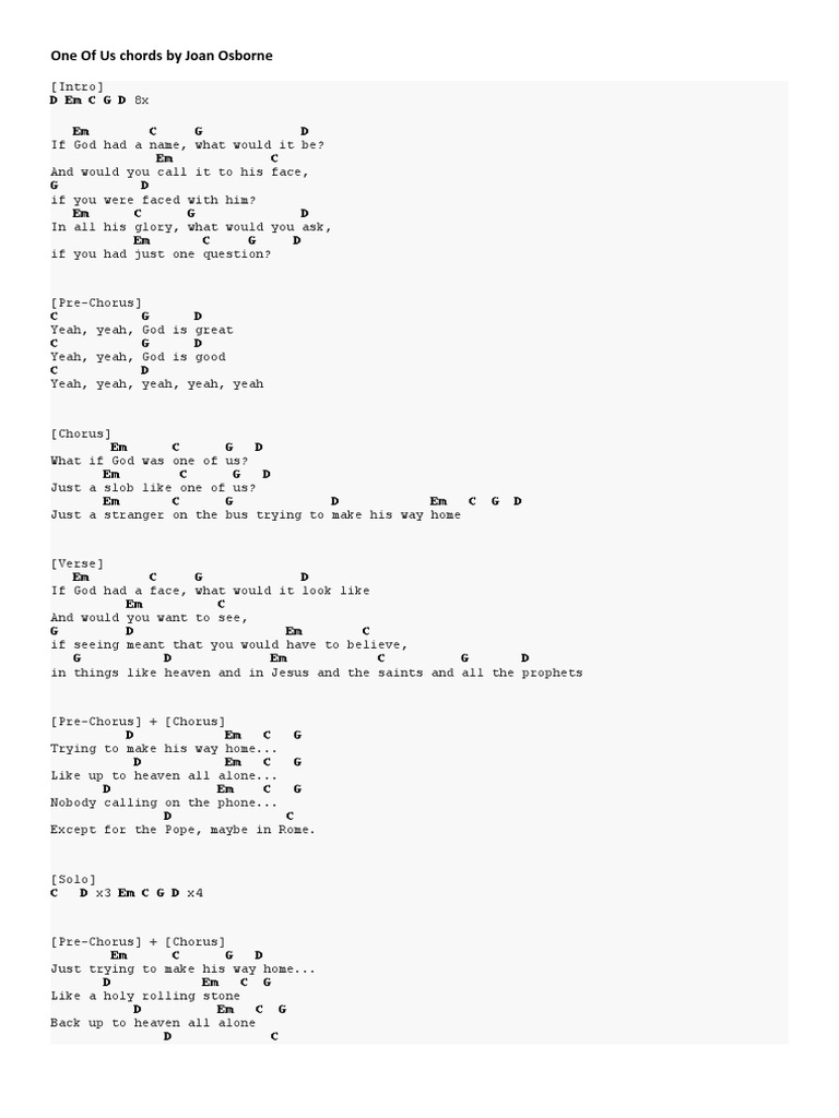 One Of Us Chords Easy
