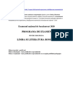 Pograma LB Lit ROMANA BAC Real 2020 PDF