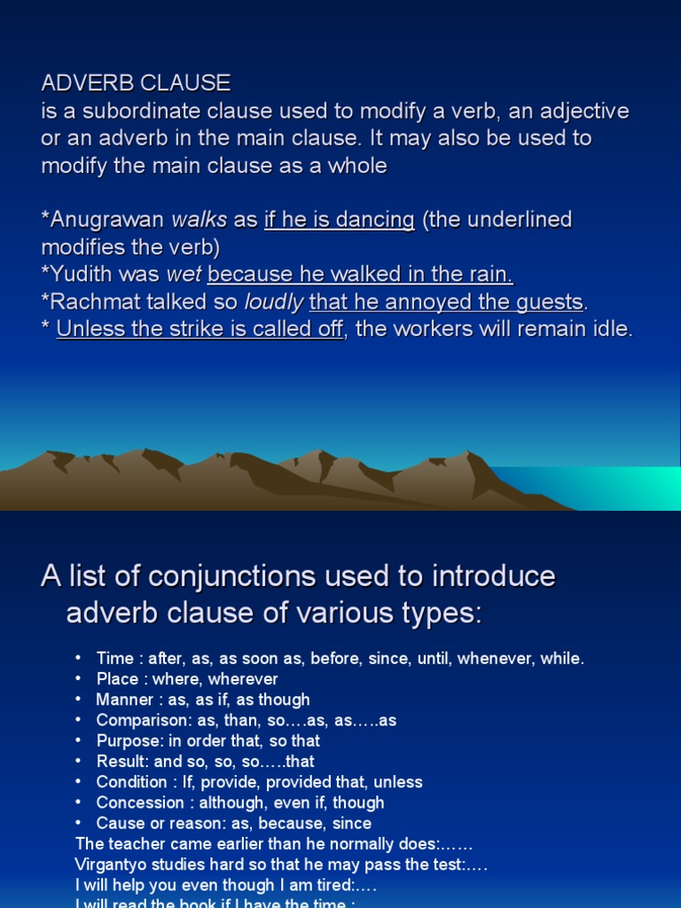 Understanding Adverb Clauses in English | PDF | Grammatical Tense | Adverb