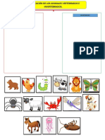 Clasificacion de Los Animales Vertebrados e Invertebrados