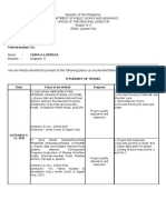 Memorandum To: Nora G.Lodriga: Date Place To Be Visited Purpose Remarks