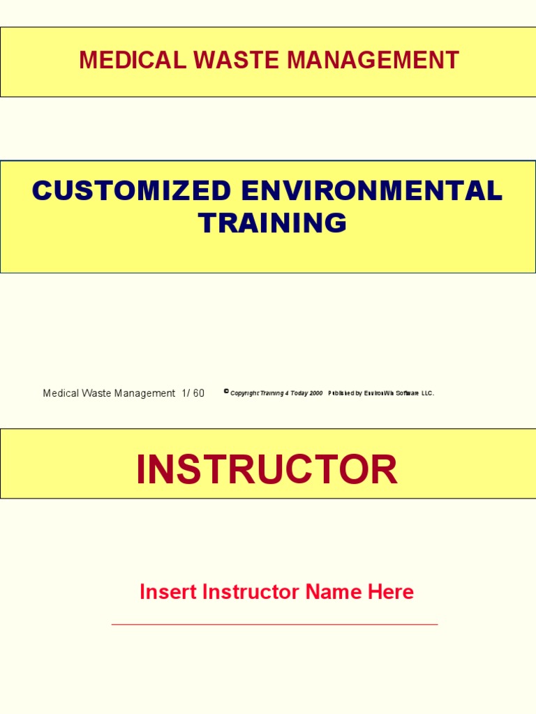 Medical Waste Management: Customized Environmental Training | PDF ...