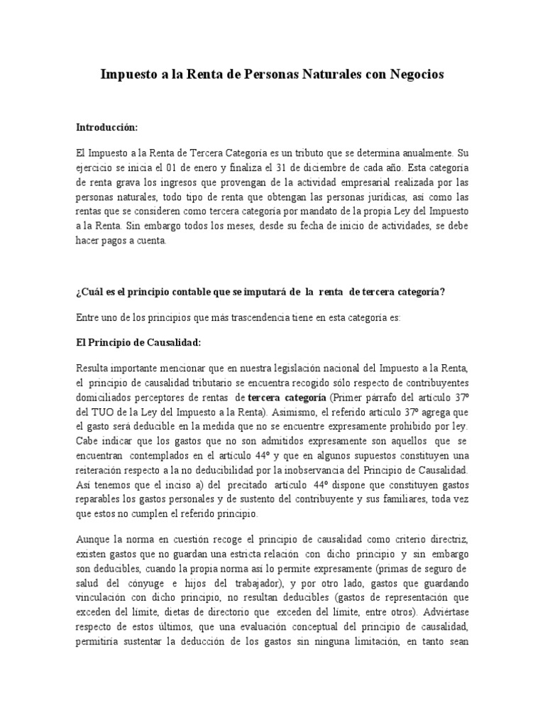 Impuesto A La Renta Personas Naturales Con Negocio Parte 1 | PDF ...