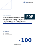 Absolute Beginner American English For Every Day S1 #100 Top 10 English Slang Words