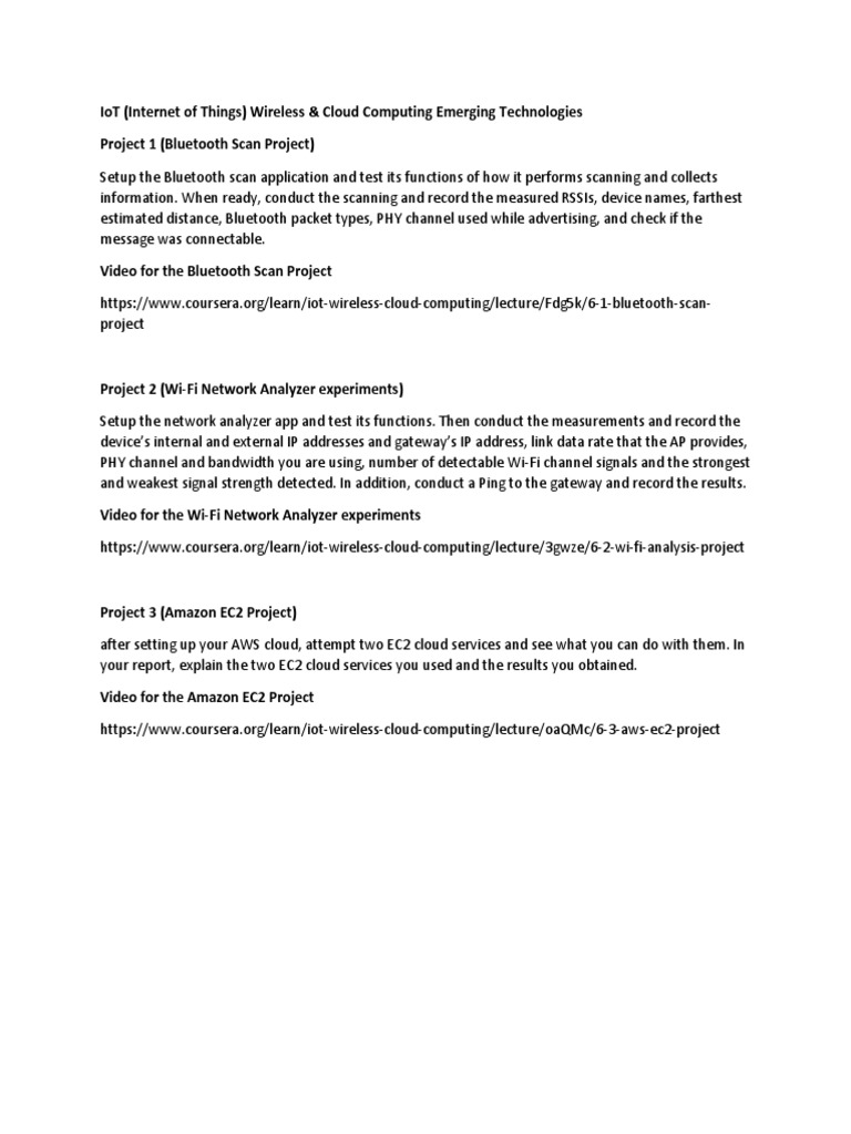 IoT and Cloud Computing Projects Guide | PDF