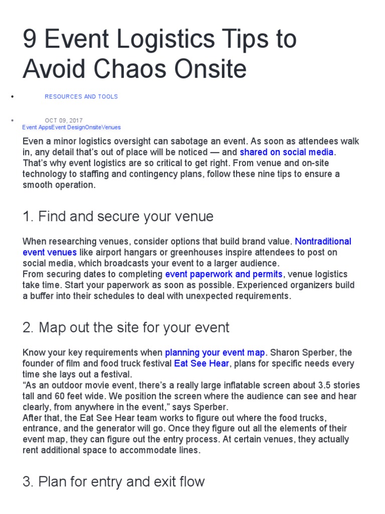 Event Planners' Logistics Guide | PDF | Business