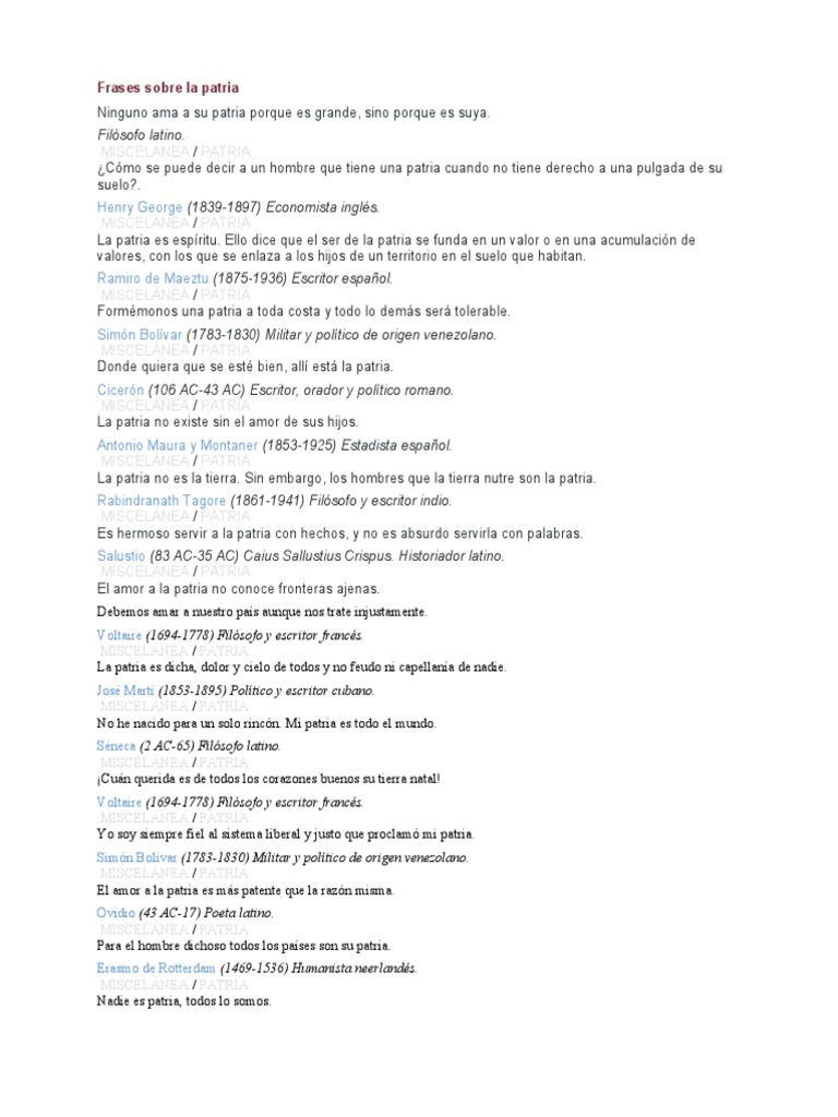 Frases sobre el amor a la patria | PDF | Science | Ciencia filosófica