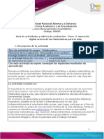 Guía de Actividades y Rúbrica de Evaluación - Unidad 1 - Paso 2 - Narración Digital Acerca de Las Matemáticas para La Vida PDF