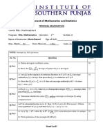 Department of Mathematics and Statistics: Terminal Examination
