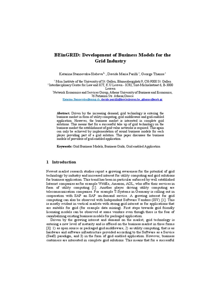 Business Models for Grid Technology | PDF | Grid Computing | Software ...