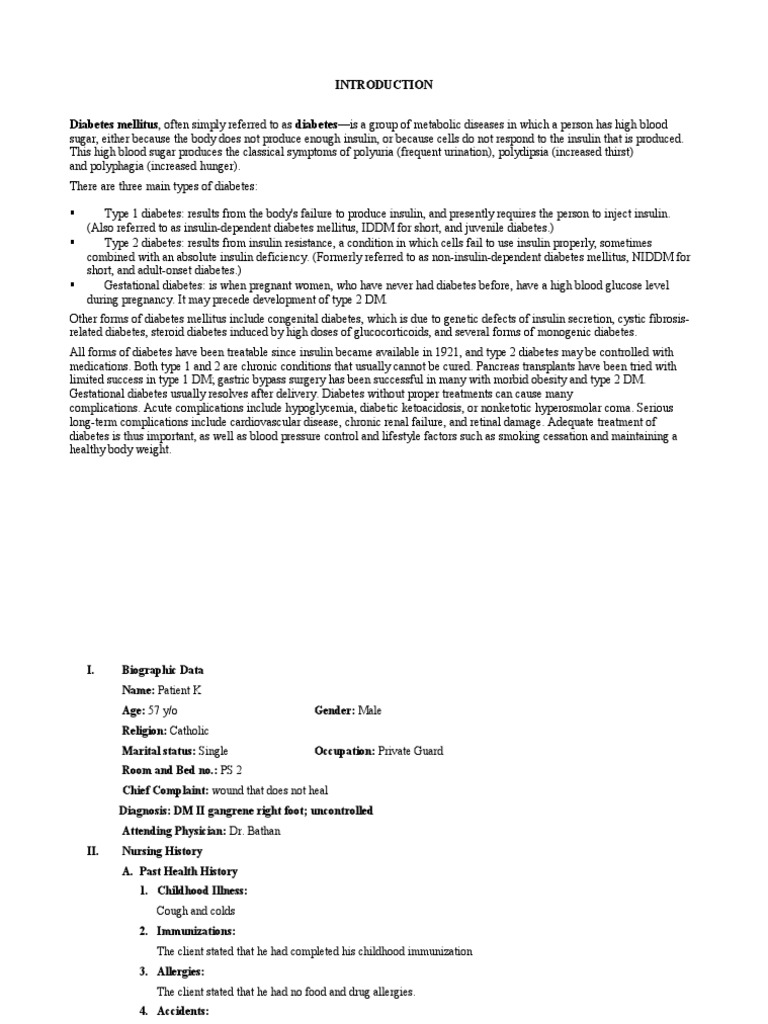 Diabetes Types and Patient Case Study | PDF | Diabetes | Thorax