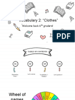 Vocabulary 2: "Clothes": Welcome Back 6 Graders!