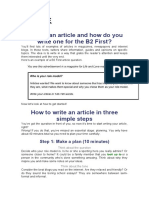 Article: What Is An Article and How Do You Write One For The B2 First?