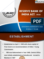 Reserve Bank of INDIA ACT, 1934: Dinesh Rami Reddy.M.R PGDM 1 Year