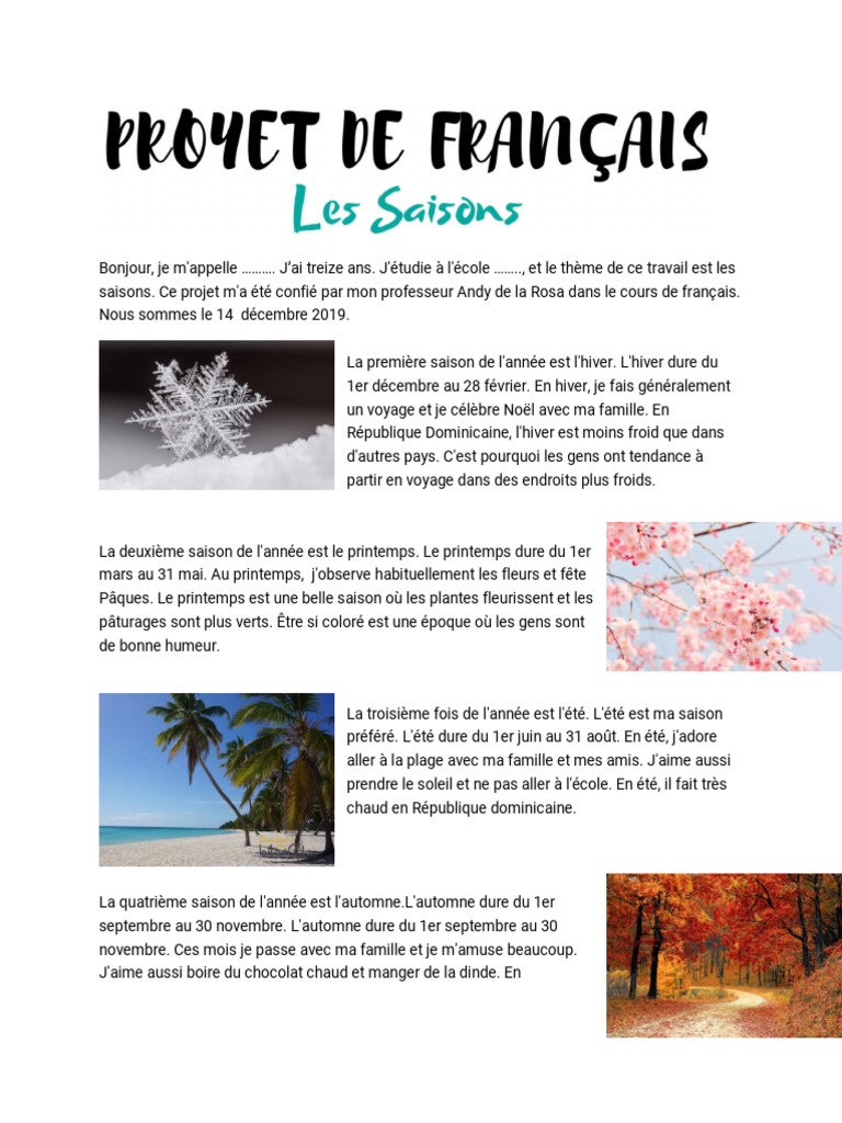 Les quatre saisons de l'année | PDF