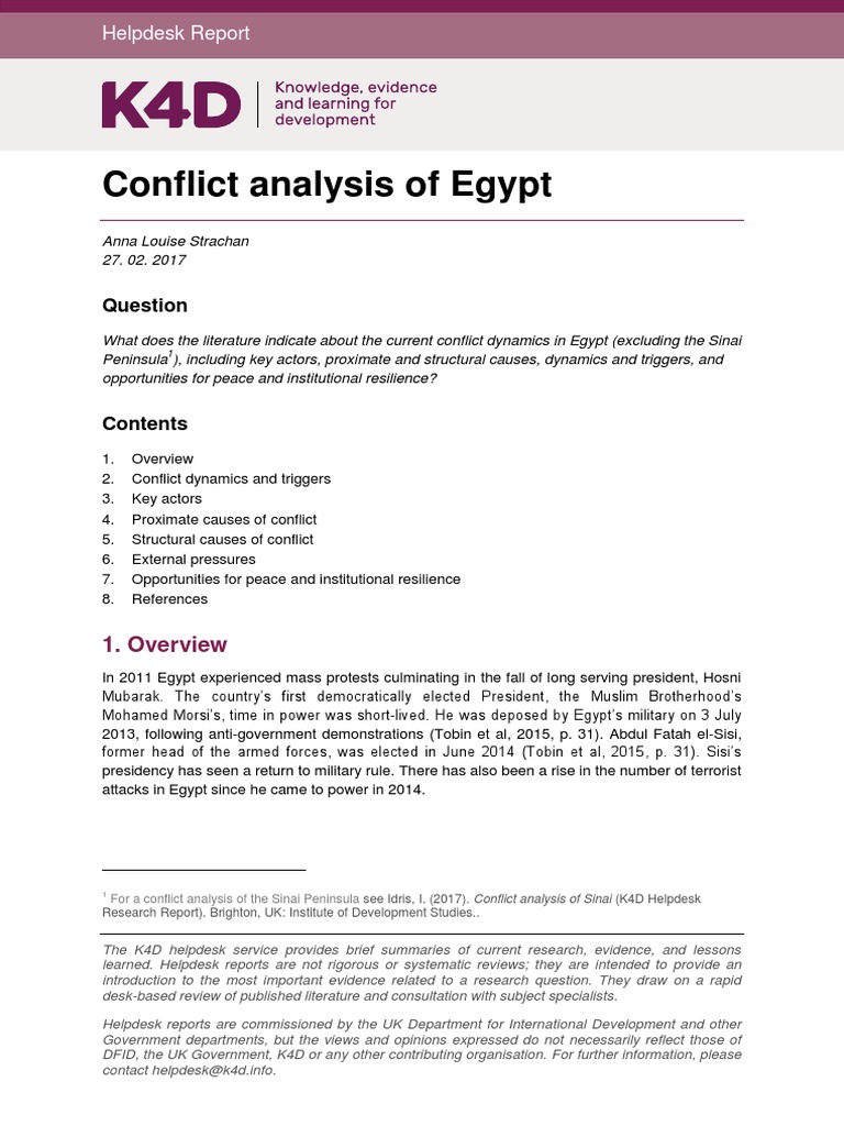 Conflict Analysis of Egypt: Helpdesk Report | PDF | Abdel Fattah El ...