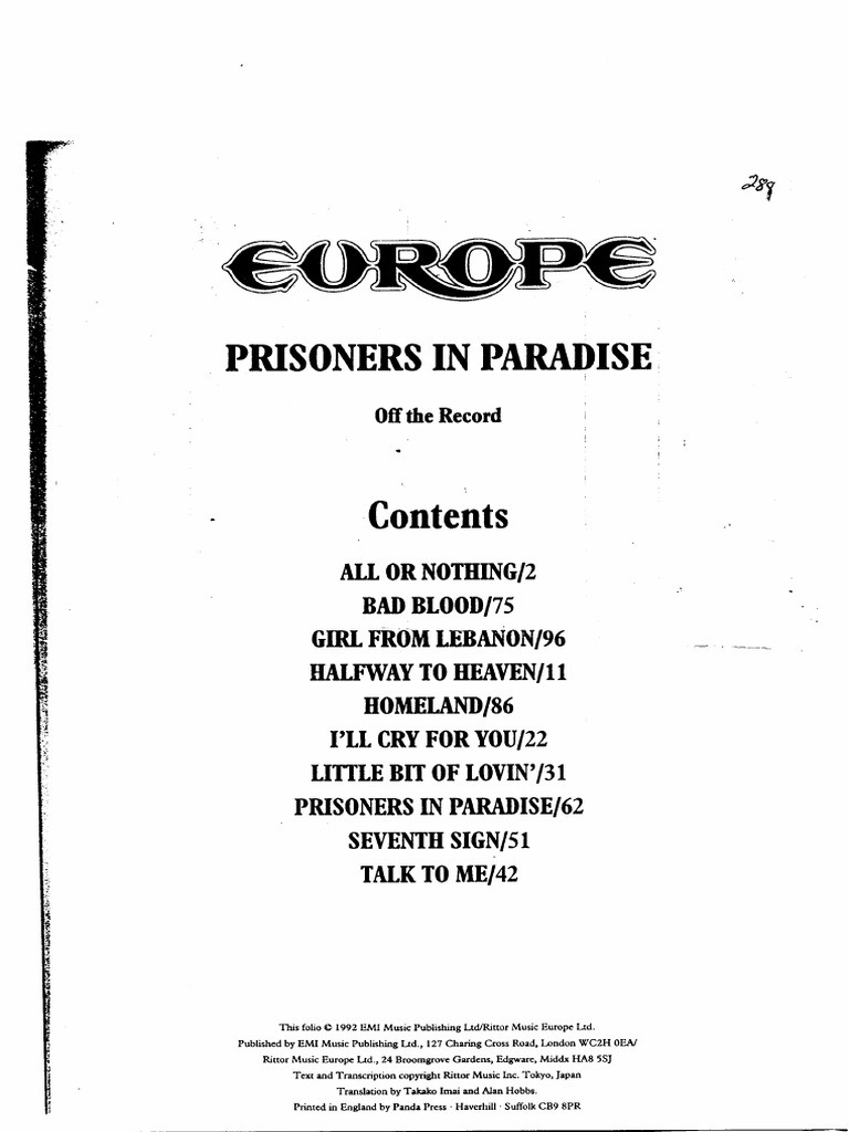 最も 割引 Europe PDF | PDF Paradise in Prisoners - アート・デザイン・音楽