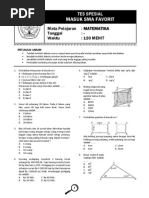 Prediksi Soal Masuk Sma Faforit Matematika