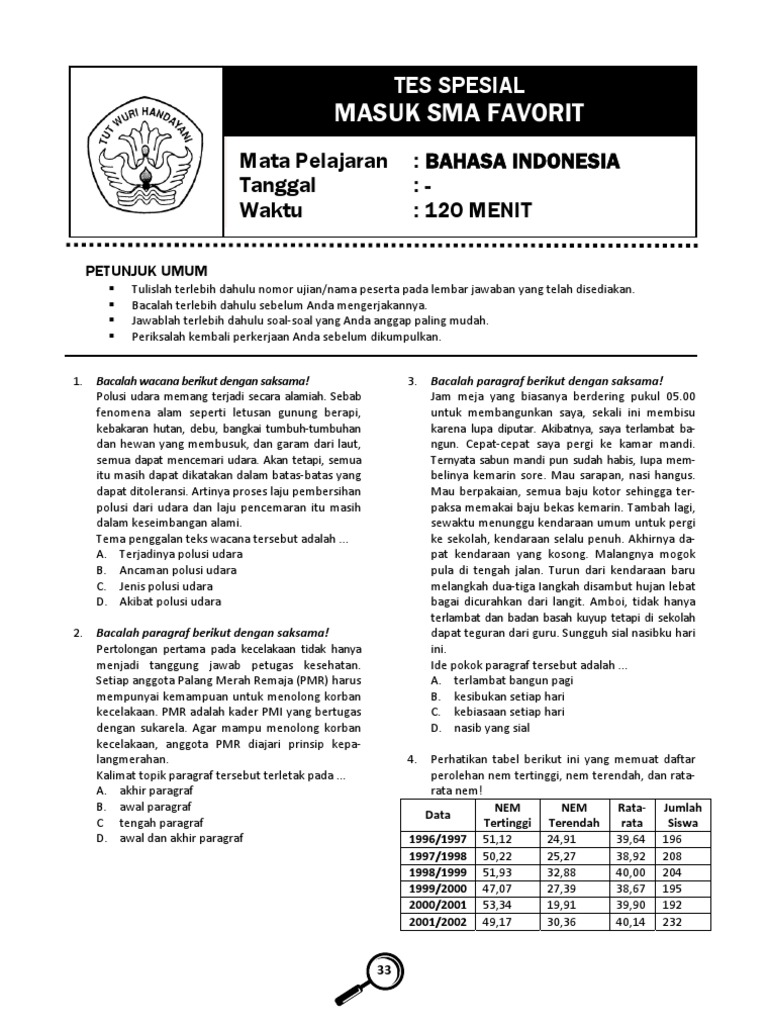 Contoh Soal Tes Guru Kontrak