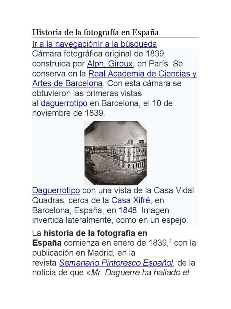 Historia de La Fotografía en España | PDF | Visión | Artesanías