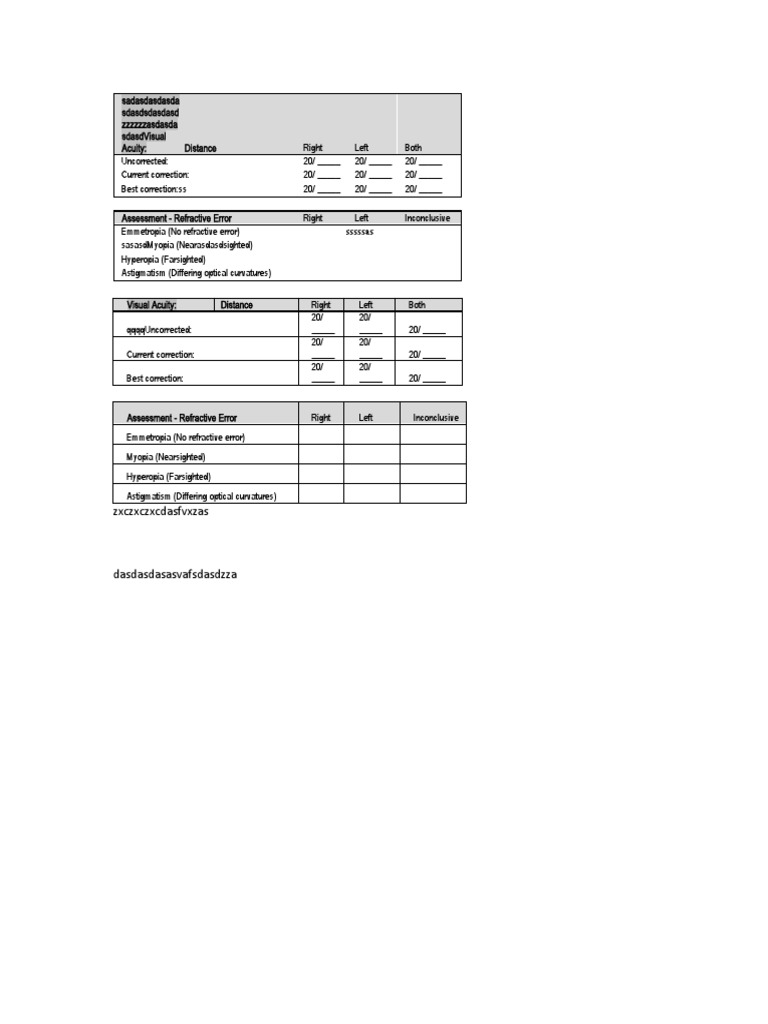 Visual Acuity and Refractive Error Assessment | PDF