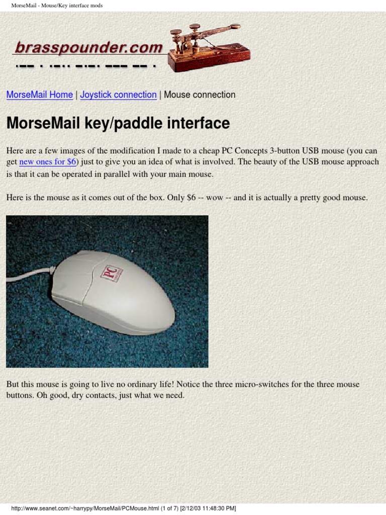 MorseMail Mouse Key Interface Modifications | PDF | Usb | Computer Hardware
