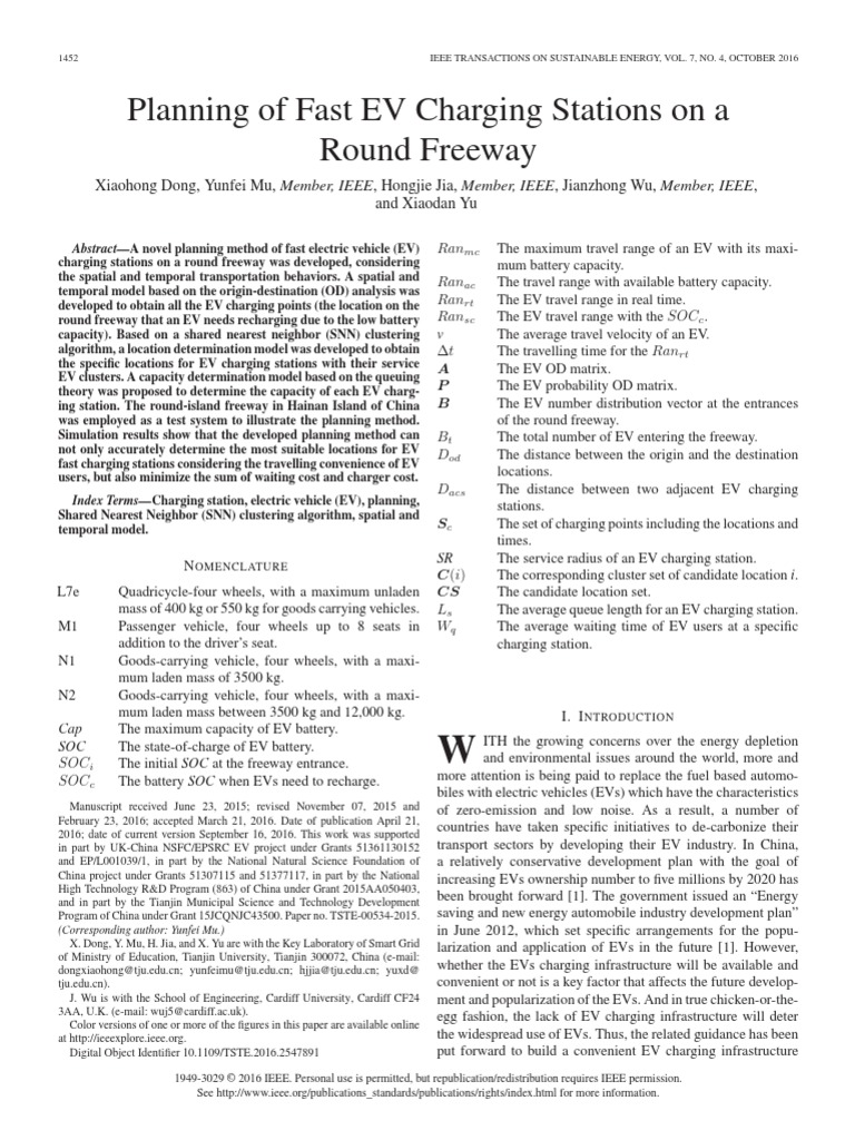 Planning of Fast EV Charging Stations On A Round Freeway | PDF ...