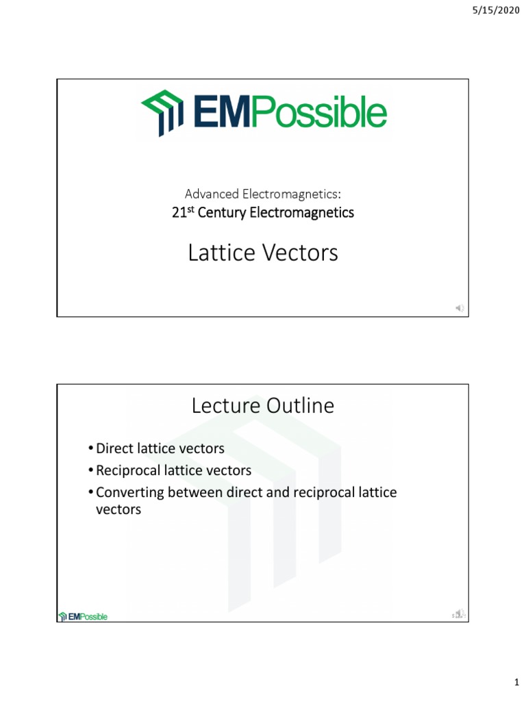 Lattice Vectors and Their Calculations | PDF | Crystal Structure | Norm ...