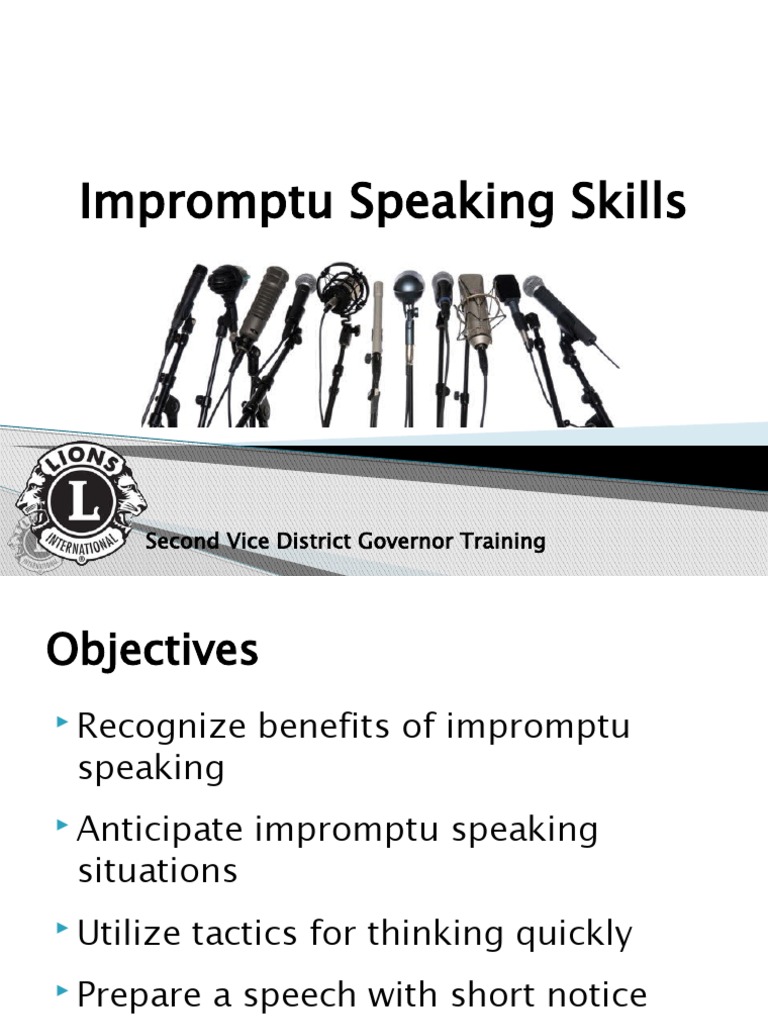 Impromptu Speaking Skills: Second Vice District Governor Training | PDF ...