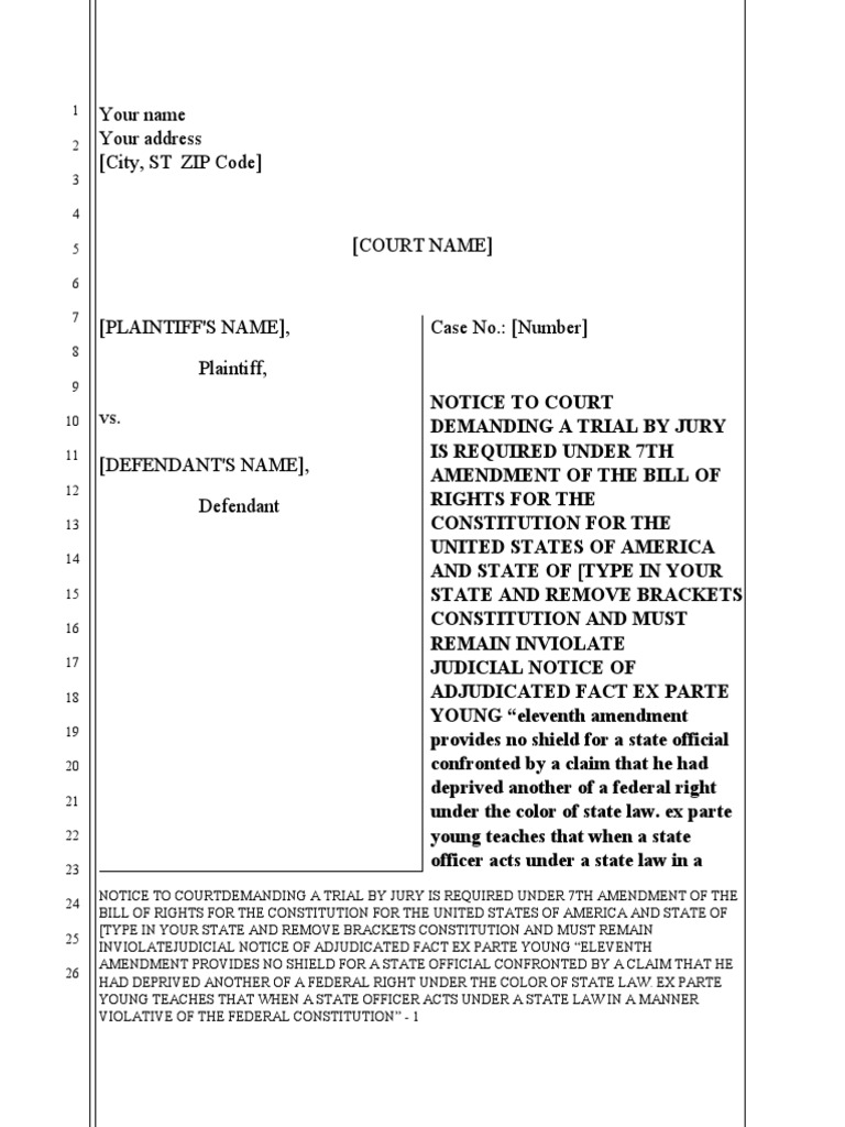 DEMANDING TRIAL BY JURY JUDGMENT BY PEERS Copy 2 PDF Ex Parte Young