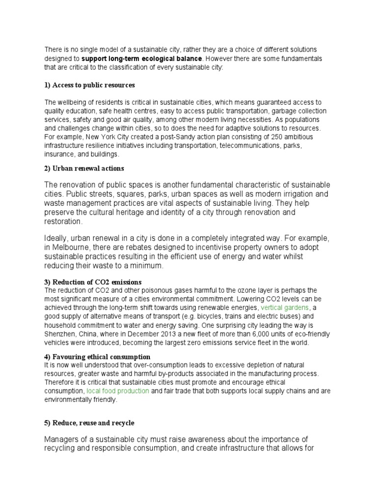 Essentials of Sustainable Cities | PDF | Natural Environment | Economies