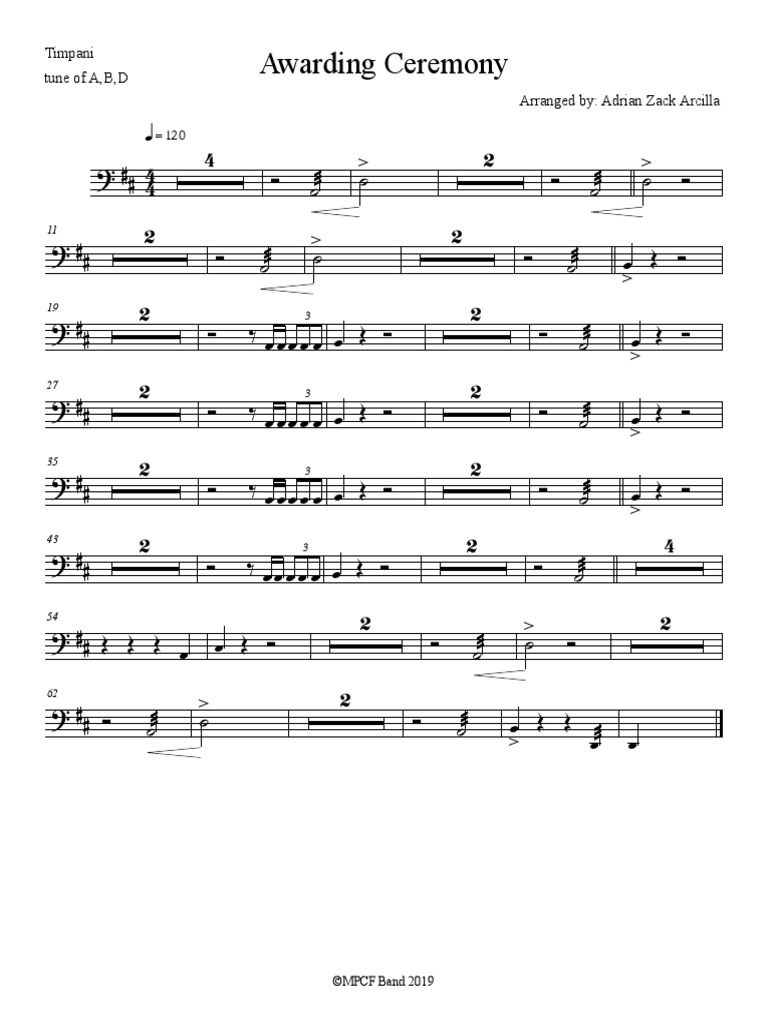 Awarding Ceremony: Timpani Tune of A, B, D | PDF