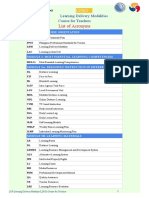 List of Acronyms: Learning Delivery Modalities Course For Teachers