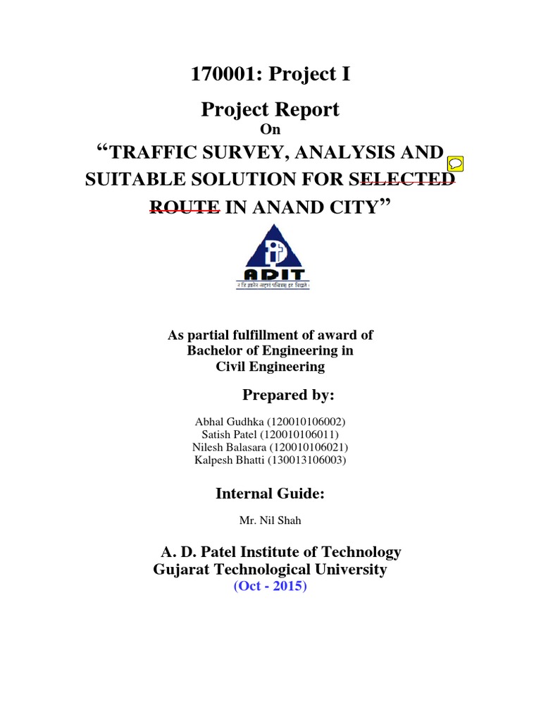 Traffic Survey Analysis And Suitable So Pdf Pdf Traffic Traffic