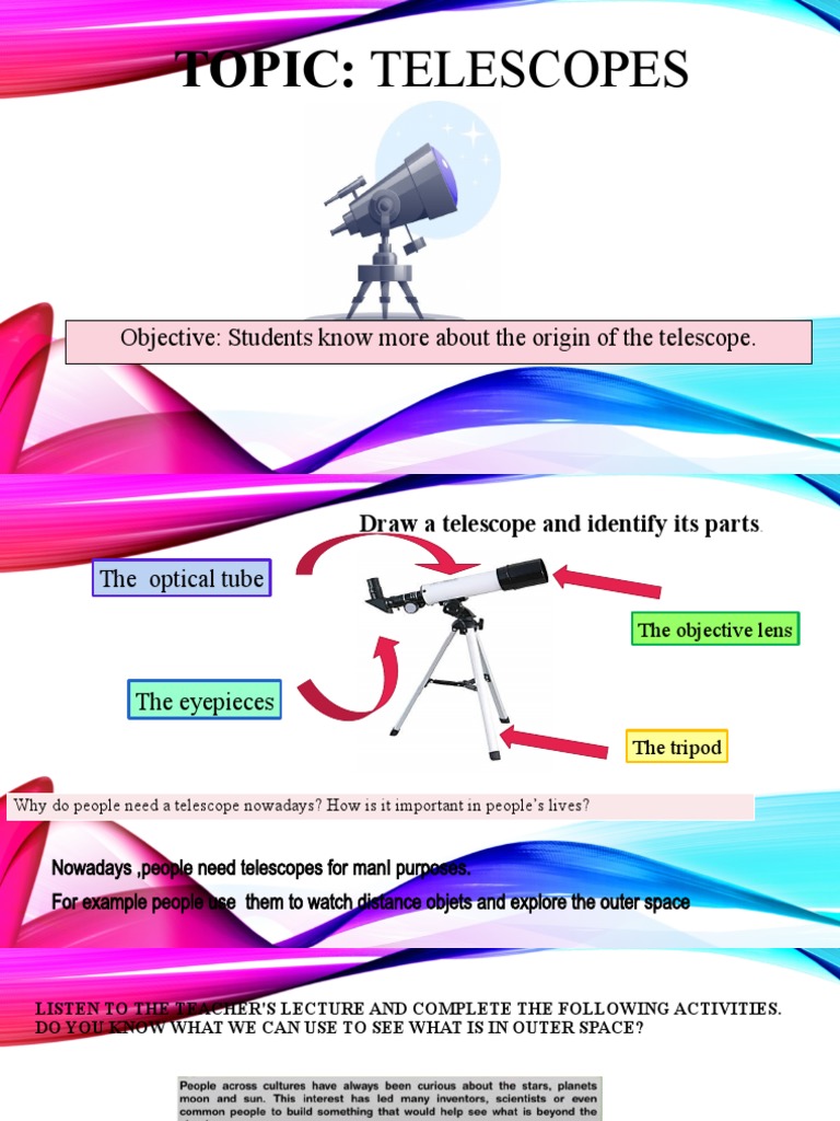 Topic Telescopes Objective Students Know More About The Origin of The Telescope PDF