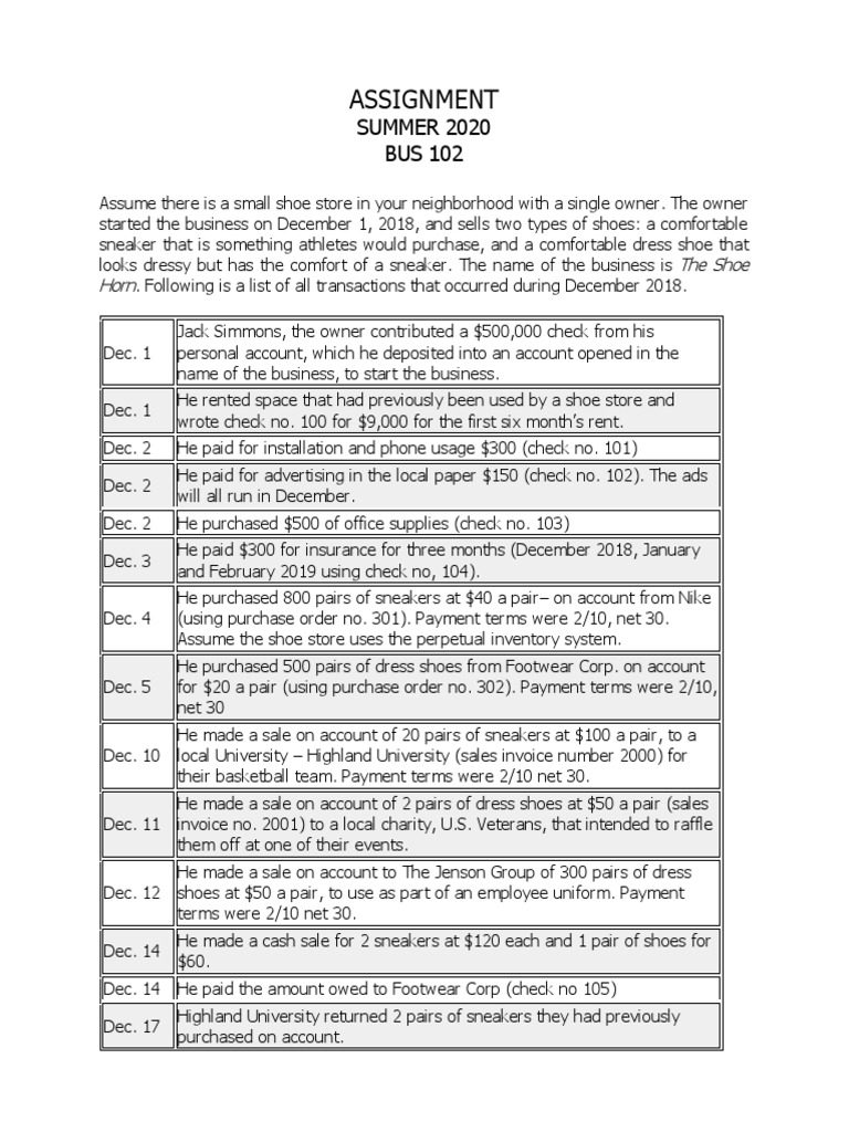 Accounting Assignment for Students | PDF | Sneakers | Financial Services
