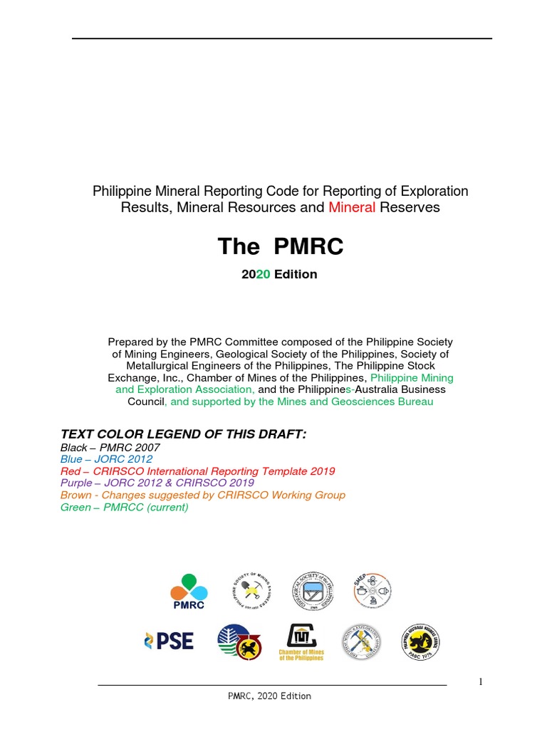 PMRC 2020: Philippine Mineral Reporting Code | PDF | Mining | Minerals
